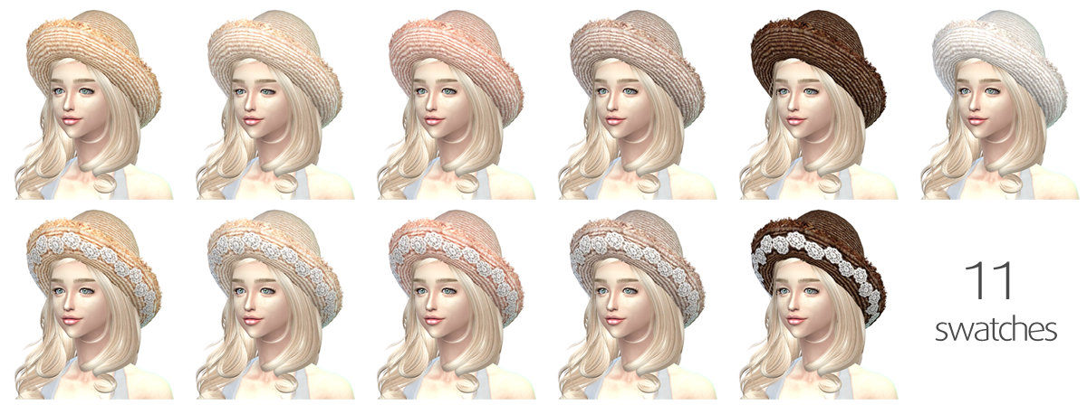 [Sims 4] Lace Straw Hat V2 – 藤編鬚鬚蕾絲帽 - Paulean R Sims